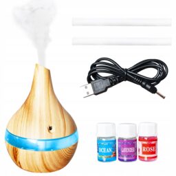 Drėkintuvas aromaterapijai, jonizatorius su LED ir usb