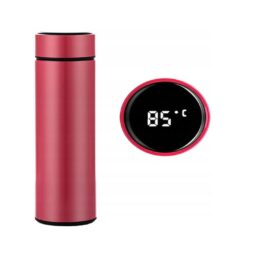 LCD išmanusis termosas su temperatūros ekranu ir filtru - raudonas