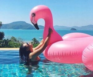 XXL pripučiamas flamingas dviems