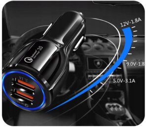 USB dvigubas telefono pakrovėjas automobiliui