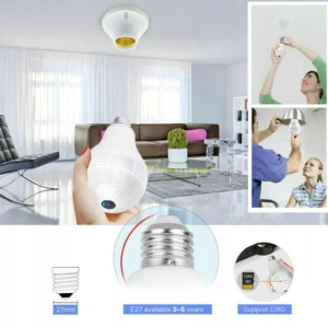 Wifi kamera 360° led lemputėje bulbhd