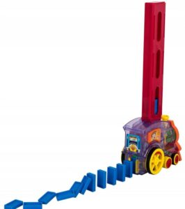 Traukinukas kuris dėlioja domino kaladėles