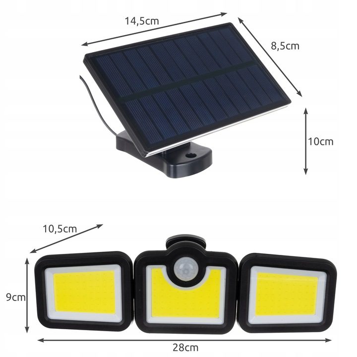 Galingas LED šviestuvas su saulės baterija
