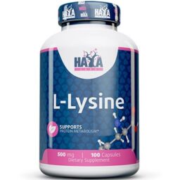 Haya Labs L-Lysine 500 mg (Lizinas), 100 kaps.