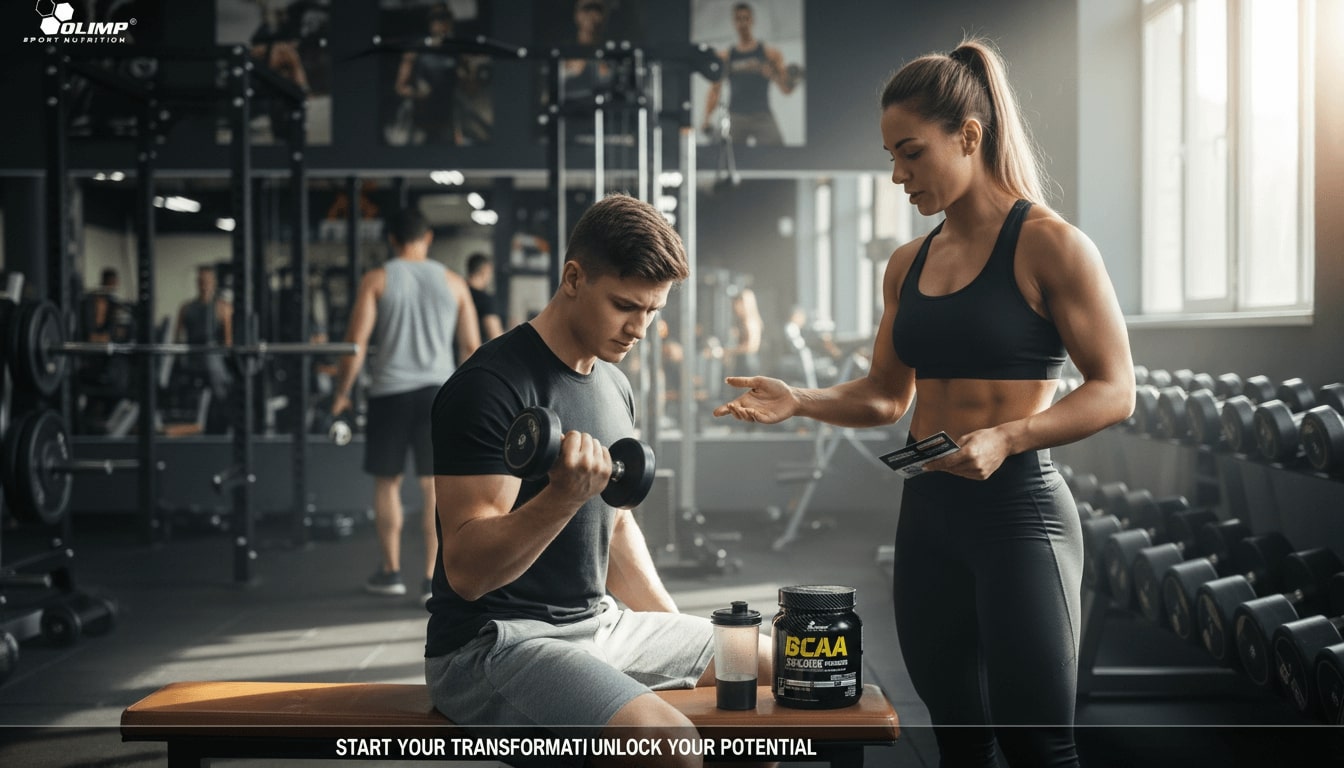 Olimp BCAA gėrimas po treniruotės. Skirtas greitam raumenų atsistatymui ir nuovargio mažinimui.