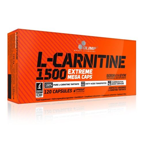 Olimp L-Carnitine 1500 Extreme. Stiprus L-karnitino papildas riebalų deginimui. 120 kaps.