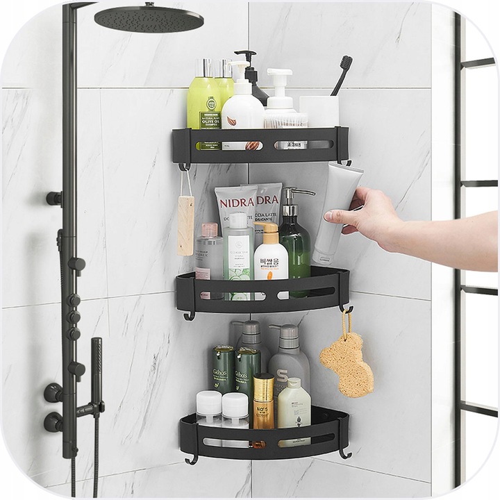 Klijuojamos vonios lentynos – tvirtai laikosi net drėgnose patalpose (komplektą sudaro 2 vienetai)