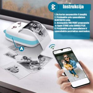 Bluetooth nešiojamas spausdintuvas kaina internetu
