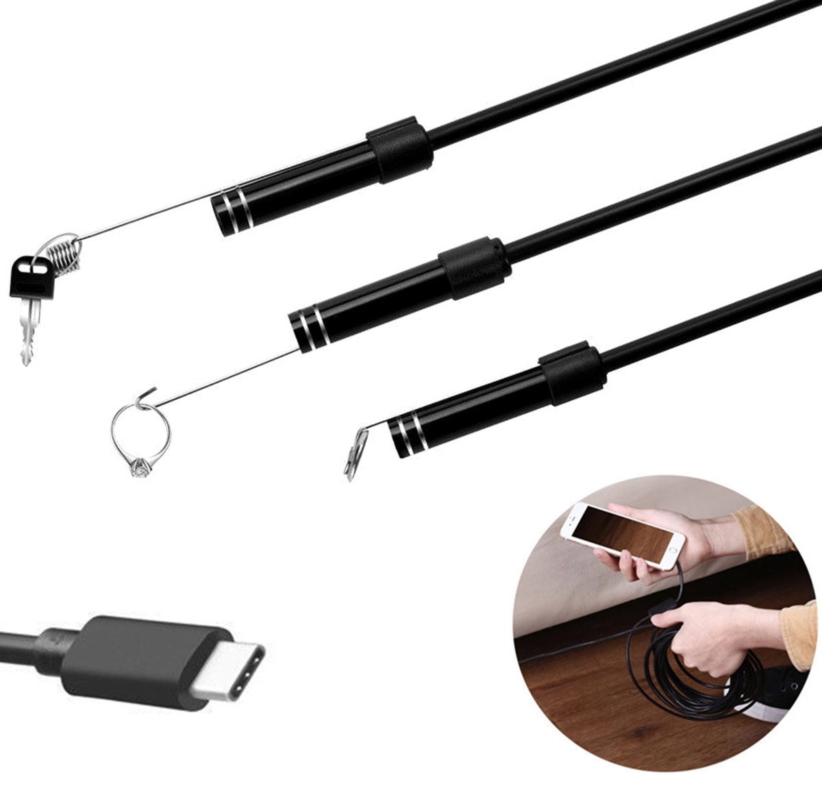 Endoskopinė kamera 5,5 mm, USB-C, 5 m kaina internetu