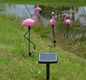 LED saulės sodo lempos – flamingas kaina internetu