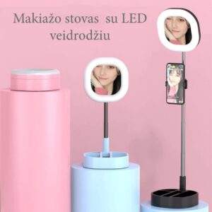 LED "Selfie" veidrodis su stovu - Rožinė kaina internetu