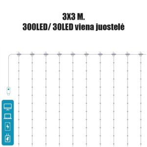 LED USB užuolaida - girlianda kaina internetu