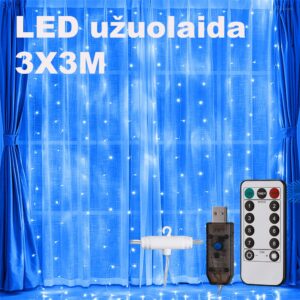 LED USB Užuolaida - Girlianda, mėlyna kaina internetu