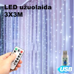 LED USB Užuolaida - Girlianda, šaltai balta kaina internetu