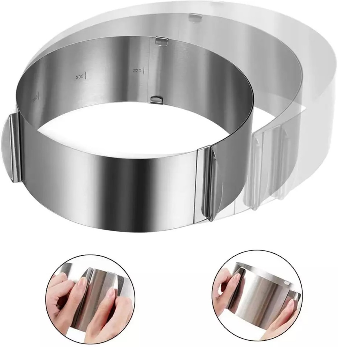 Metalinė torto formavimo juosta – 16–30 cm kaina internetu