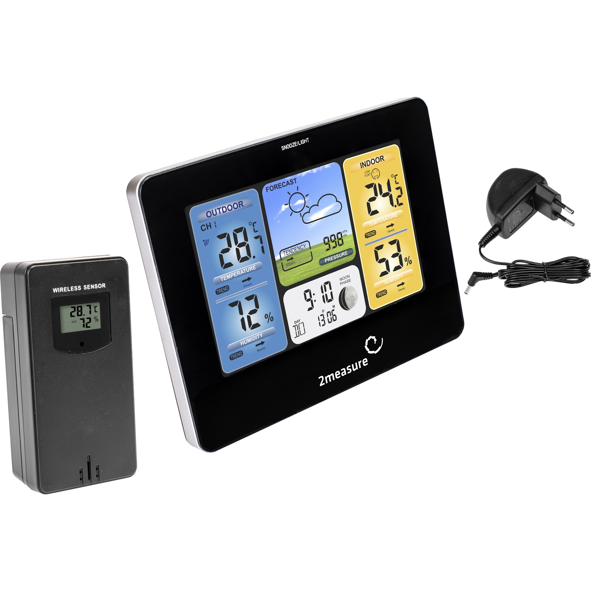 Meteorologinė stotis RCC – Elektroninė, bevielė, jutiklinė, juoda kaina internetu