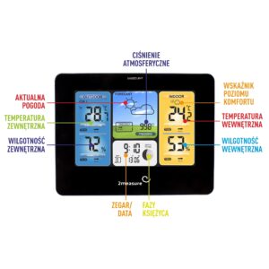 Meteorologinė stotis RCC – Elektroninė, bevielė, jutiklinė, juoda kaina internetu