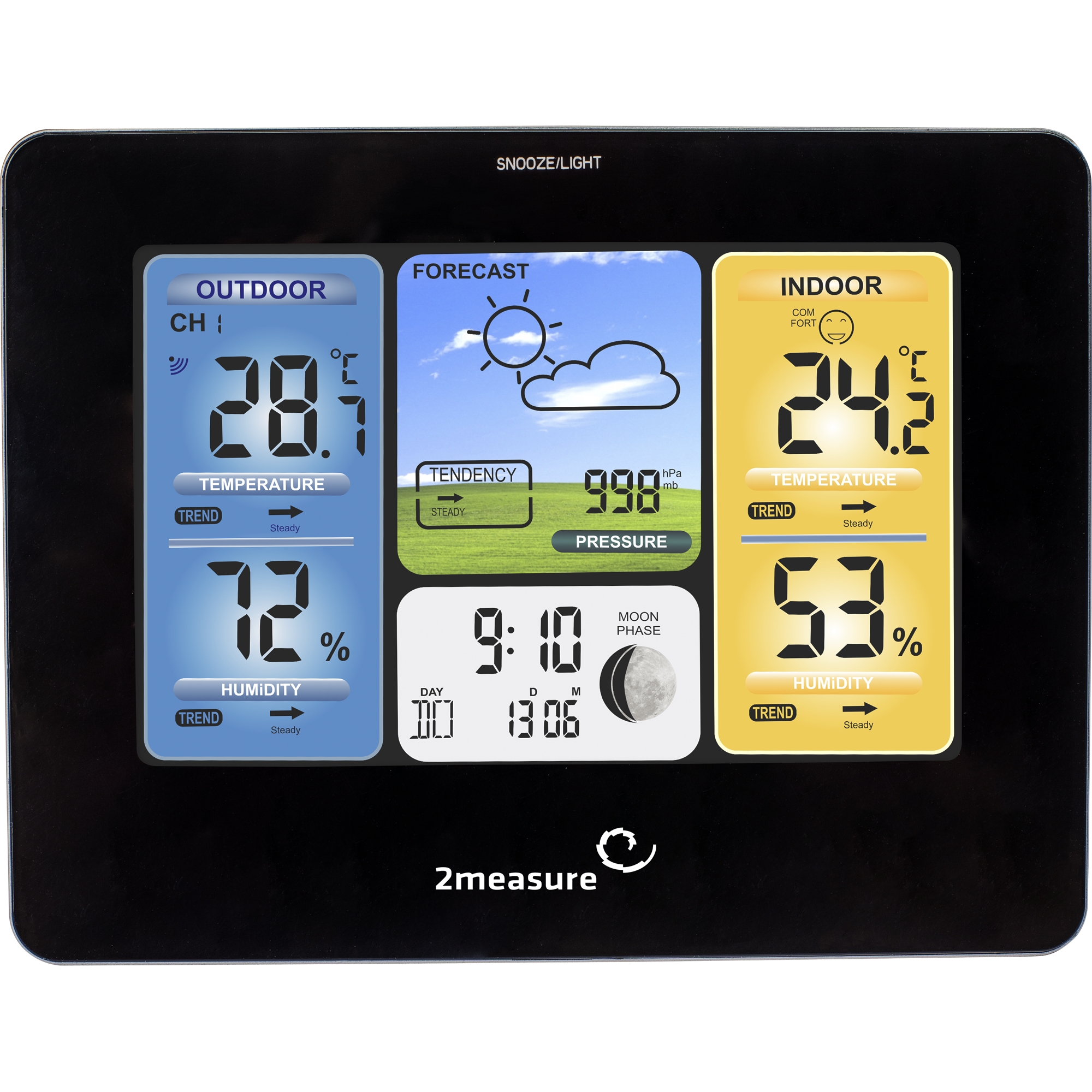 Meteorologinė stotis RCC – Elektroninė, bevielė, jutiklinė, juoda kaina internetu