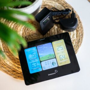 Meteorologinė stotis RCC – Elektroninė, bevielė, jutiklinė, juoda kaina internetu