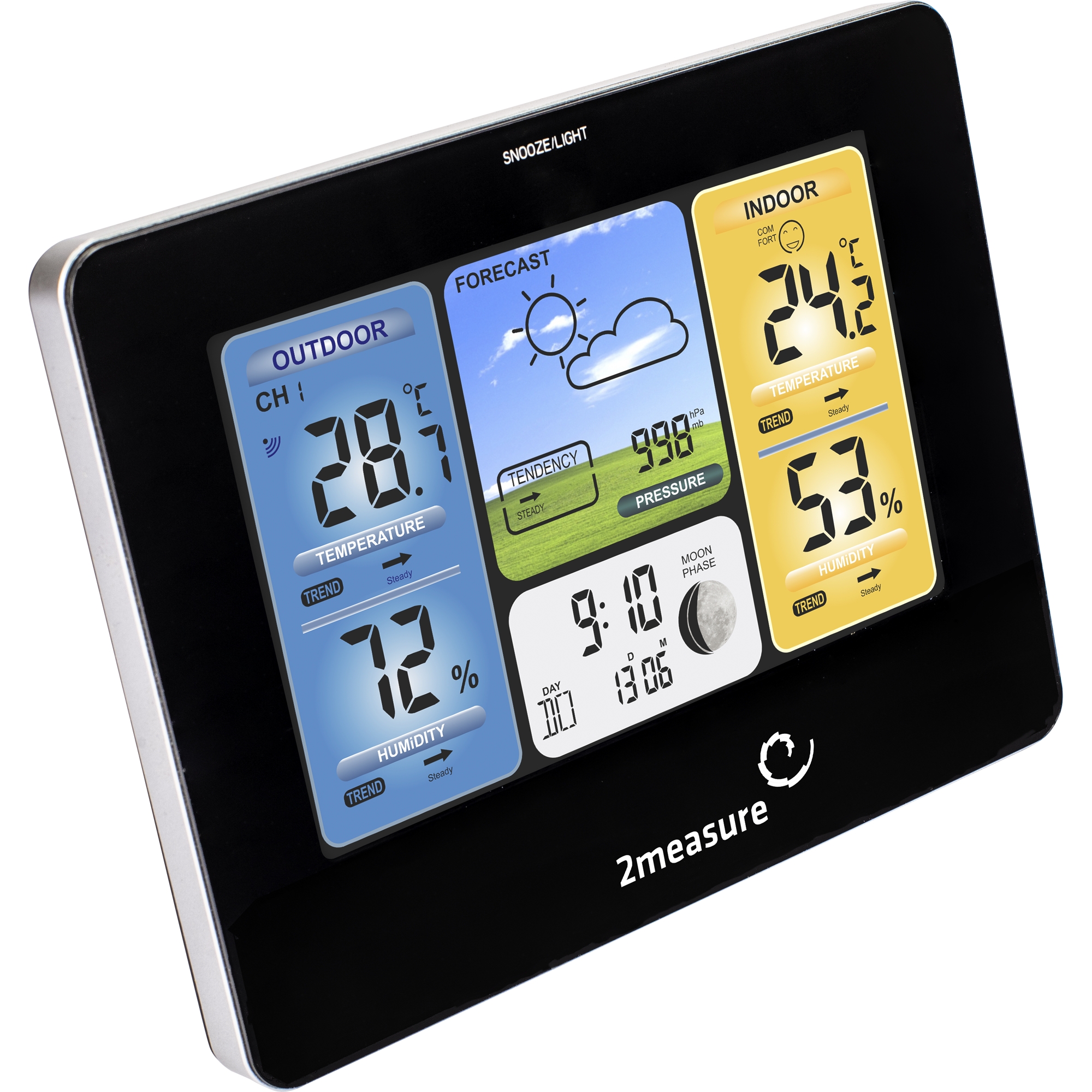 Meteorologinė stotis RCC – Elektroninė, bevielė, jutiklinė, juoda kaina internetu