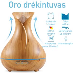 Oro Drėkintuvas, Eterinių Aliejų difuzorius - Ruda kaina internetu