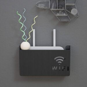 Sieninė lentyna Wi-Fi maršrutizatoriui (Juoda) kaina internetu