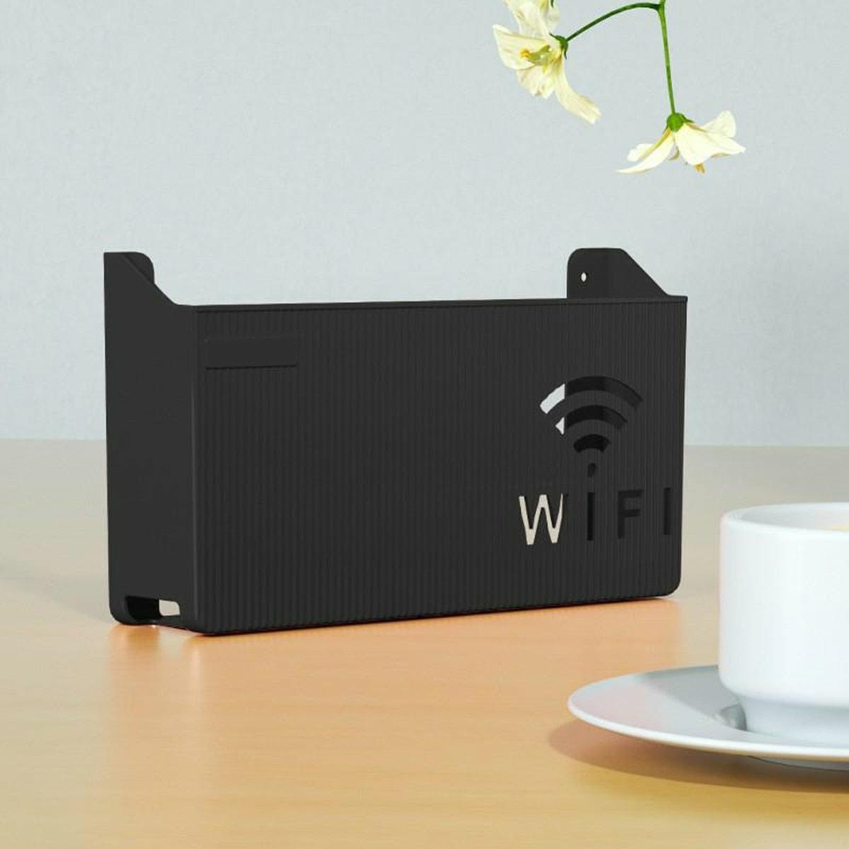 Sieninė lentyna Wi-Fi maršrutizatoriui (Juoda) kaina internetu