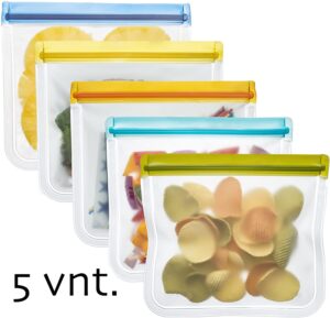 Silikoniniai šaldymo maišeliai, 5 vnt. kaina internetu