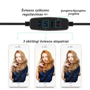 Žiedo Formos Lempa Fotografavimui, Makiažui 24W kaina internetu