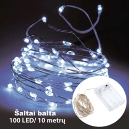 100 LED Girlianda, šaltai balta kaina internetu