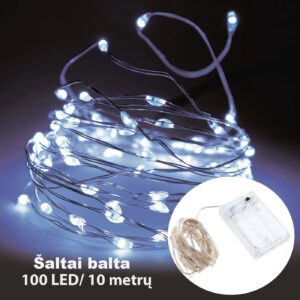 100 LED Girlianda, šaltai balta kaina internetu