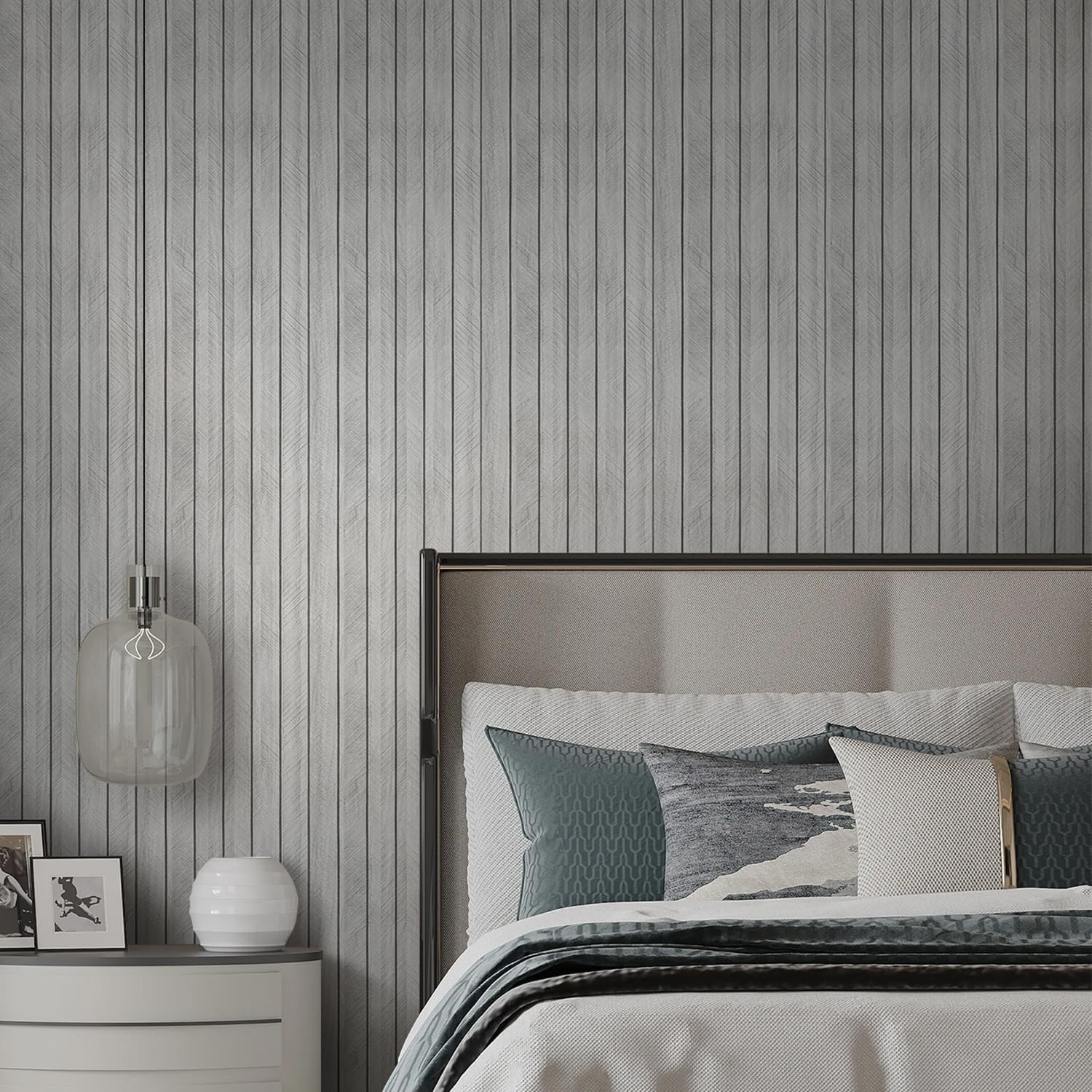 3D dekoratyvinė lipni sienų panelė – pilka medžio imitacija 300 x 45 cm kaina internetu