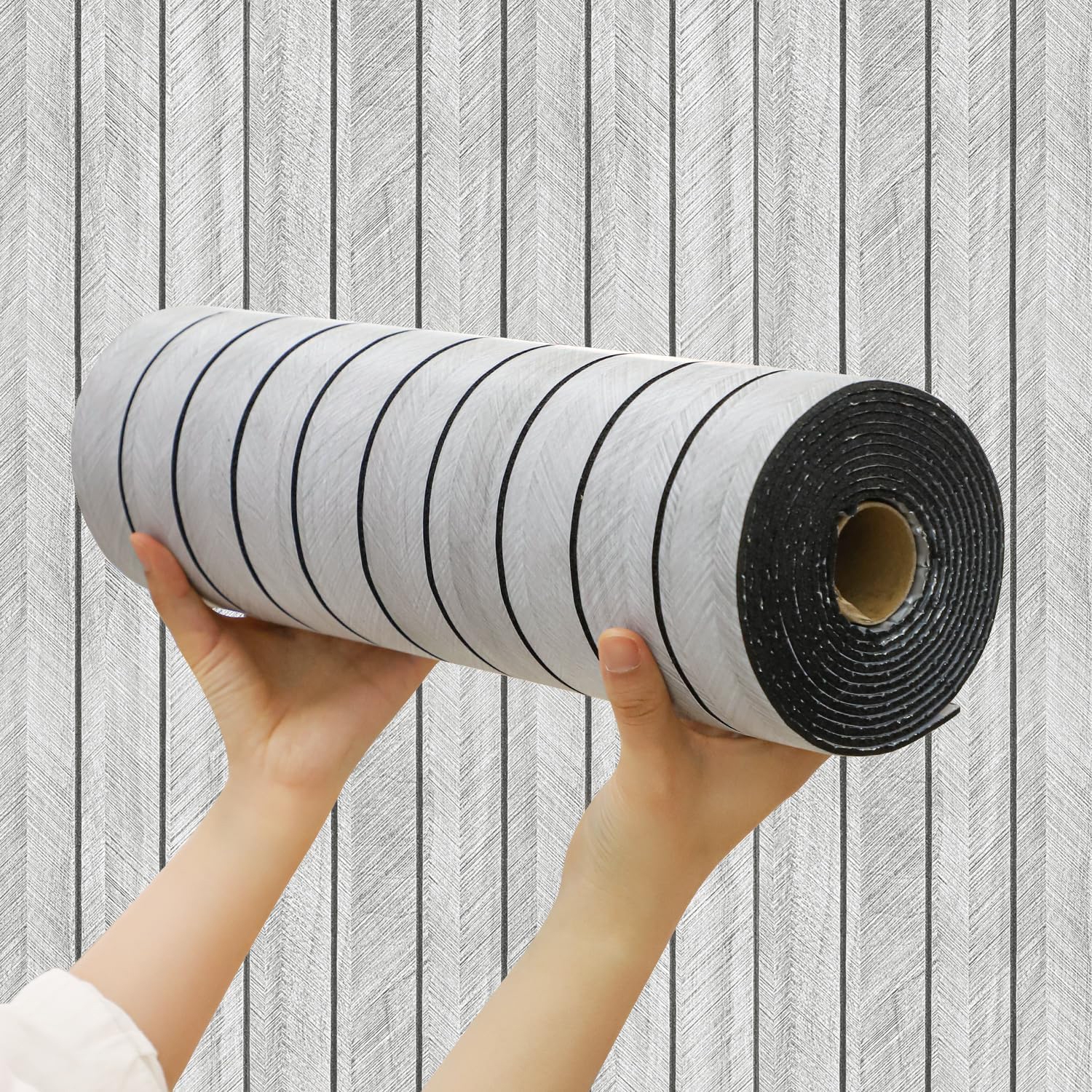 3D dekoratyvinė lipni sienų panelė – pilka medžio imitacija 300 x 45 cm kaina internetu