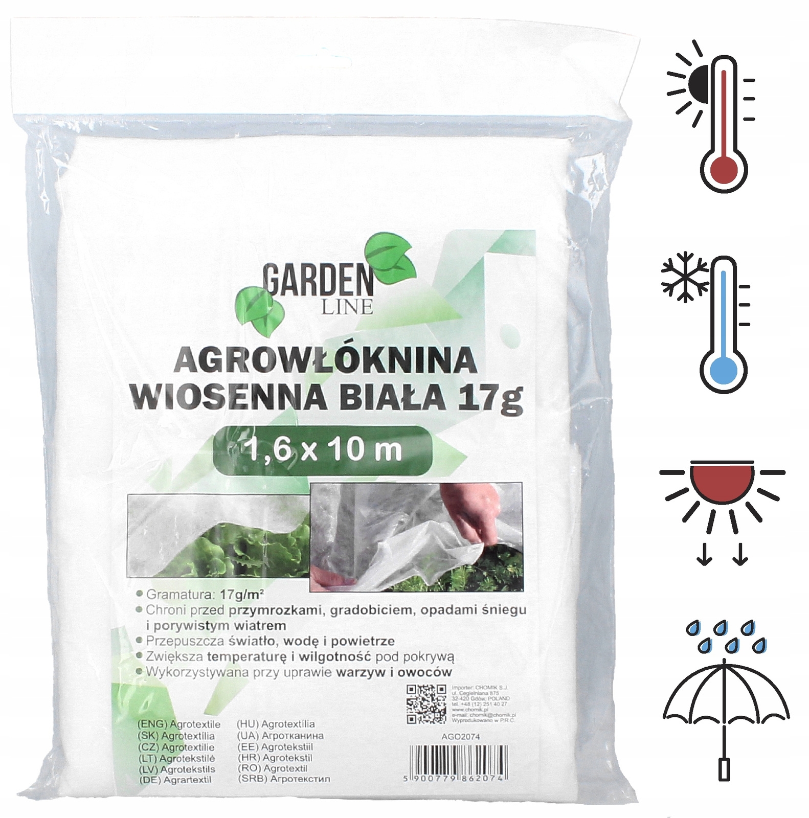 Agroplėvelė 1,6 x 10 m pavasarinė balta 17 g/m² kaina internetu