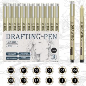 „Art Walker Drafting Pen“ techninių rašiklių rinkinys 12 vnt. kaina internetu
