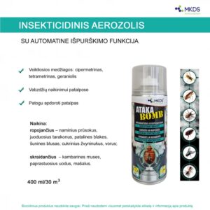 Ataka BOMB insekticidas skraidantiems ir ropojantiems vabzdžiams, 400 ml kaina internetu