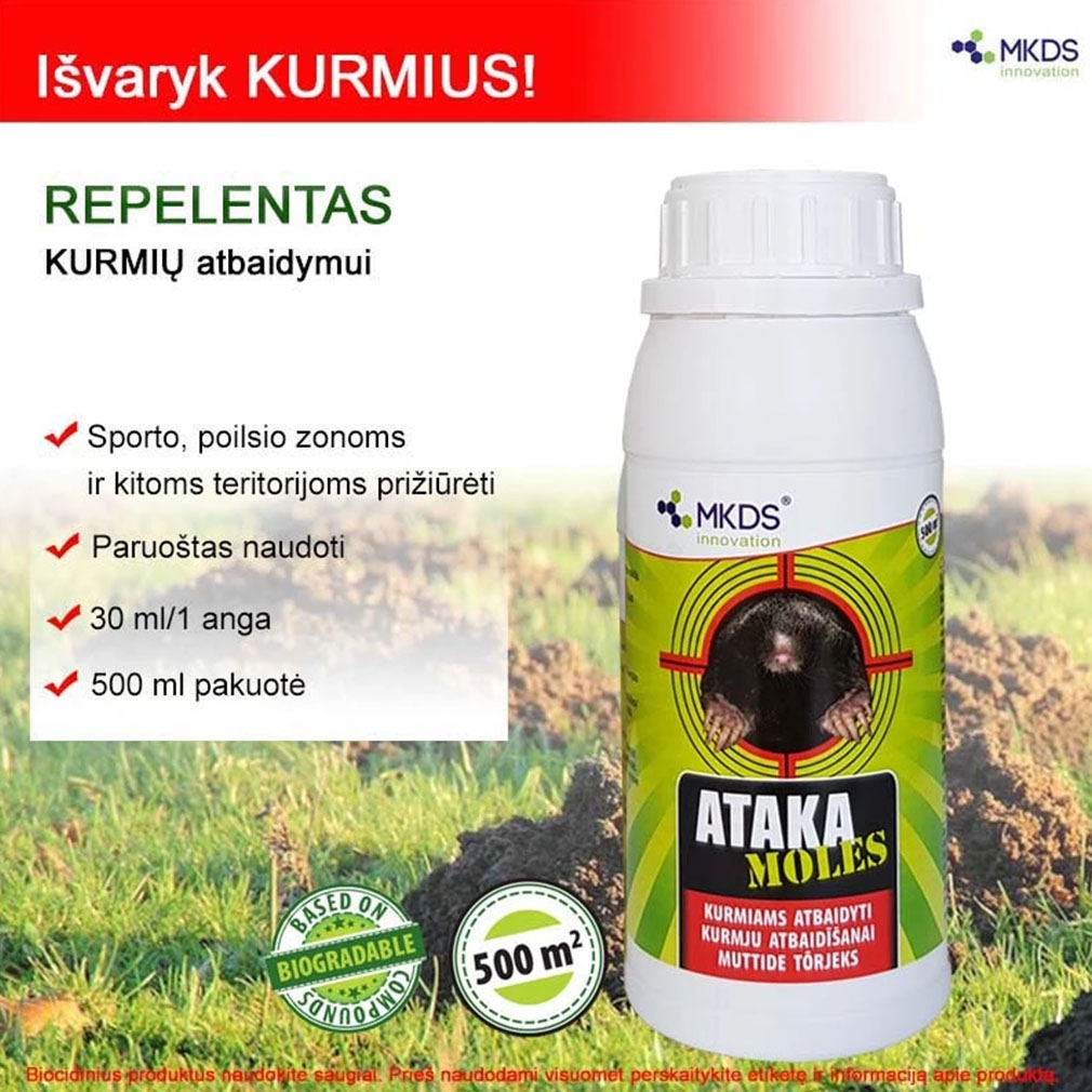 Ataka moles repelentas kurmiams atbaidyti, 500 ml kaina internetu