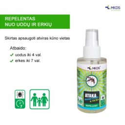 ATAKA Mosquitoes & Ticks – repelentas nuo uodų ir erkių, 100 ml kaina internetu