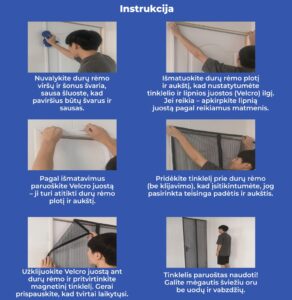 Aukštos kokybės magnetinis durų tinklelis 210 × 100 cm kaina internetu