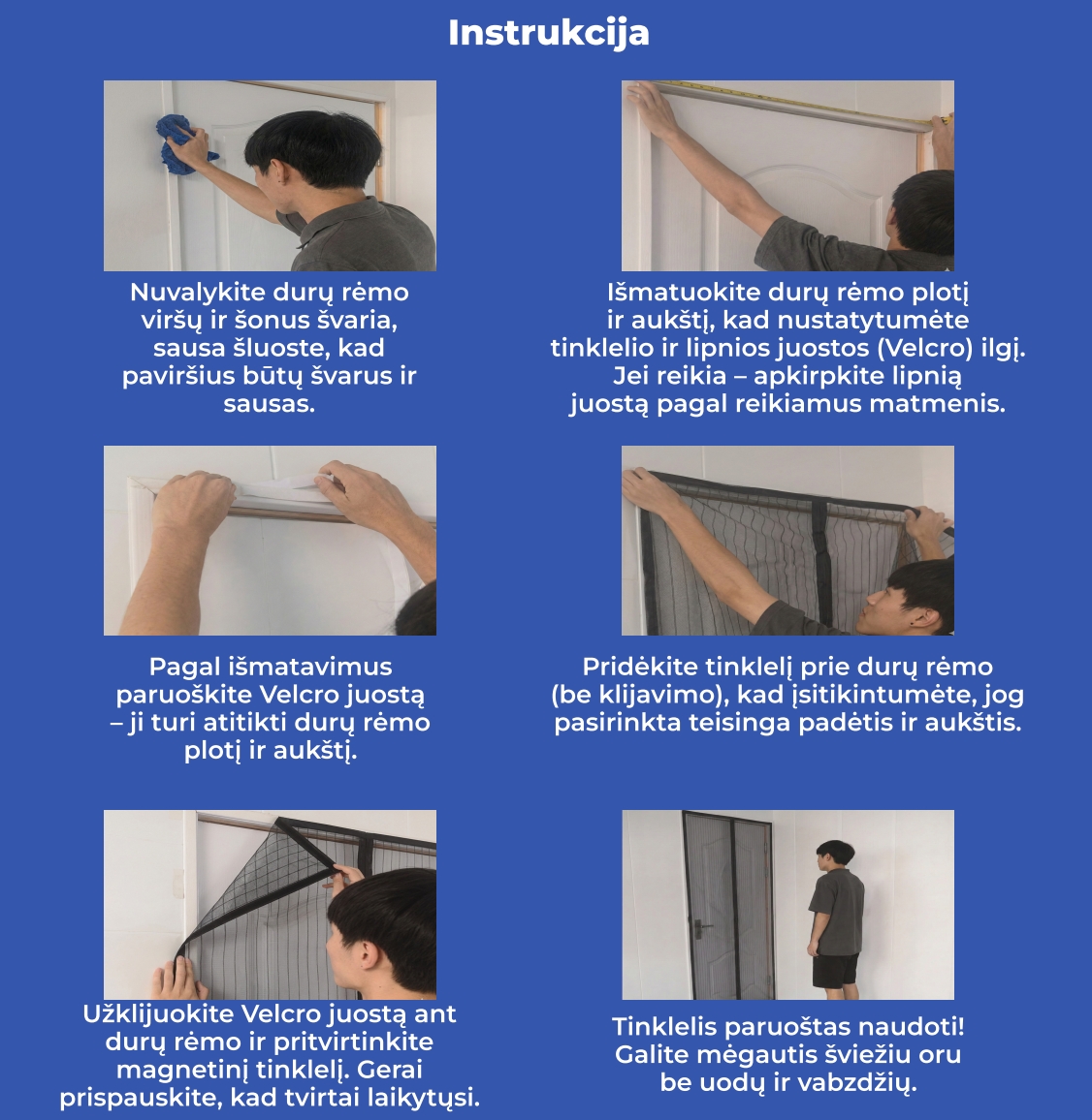 Aukštos kokybės magnetinis durų tinklelis 210 × 100 cm kaina internetu