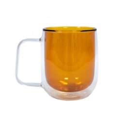 Dviejų sienelių stiklinis puodelis su rankenėle, 450 ml kaina internetu