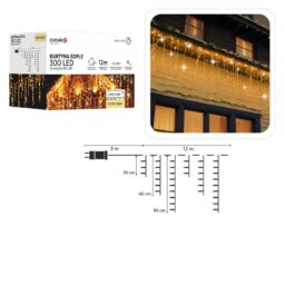 Kalėdinė LED užuolaida/varvekliai, 300 LED, šiltai balta šviesa, 12 m kaina internetu