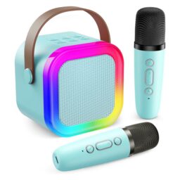 Karaoke kolonėlė su mikrofonais (Bluetooth, LED apšvietimas) kaina internetu