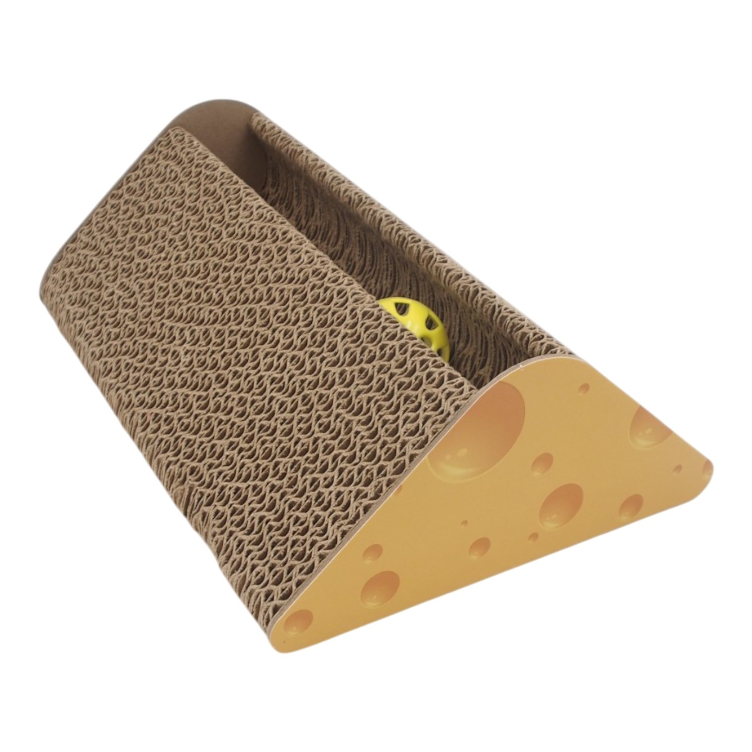 Kartoninė draskyklė katėms su žaisliuku „Sūris“, 25 x 18 x 8.5 cm kaina internetu