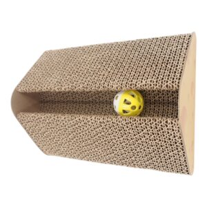 Kartoninė draskyklė katėms su žaisliuku „Sūris“, 25 x 18 x 8.5 cm kaina internetu