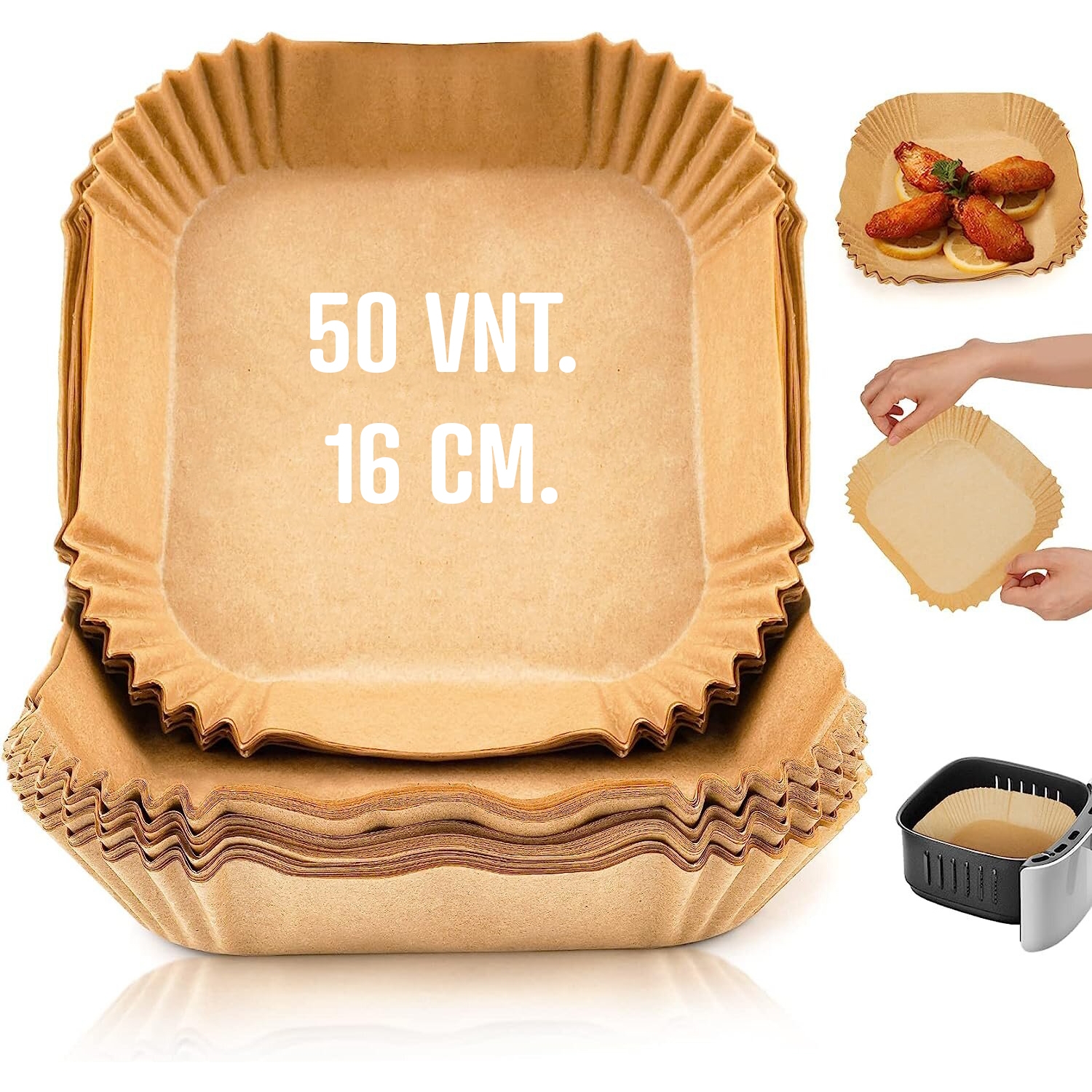 Kepimo popierinės formelės kvadratinės 16 cm (50 vnt.) kaina internetu
