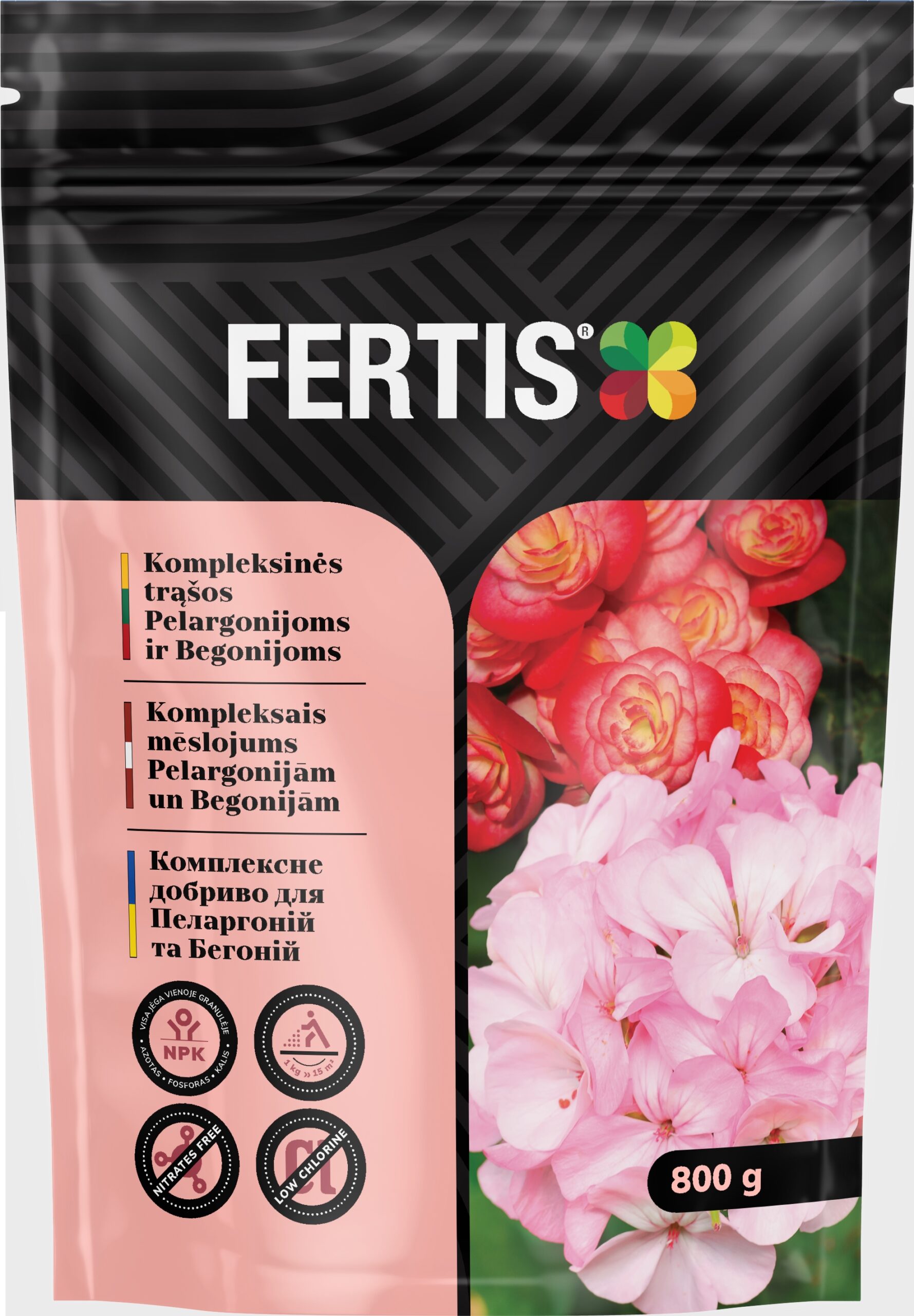 Kompleksinės trąšos Pelargonijoms ir begonijoms FERTIS, 800g kaina internetu