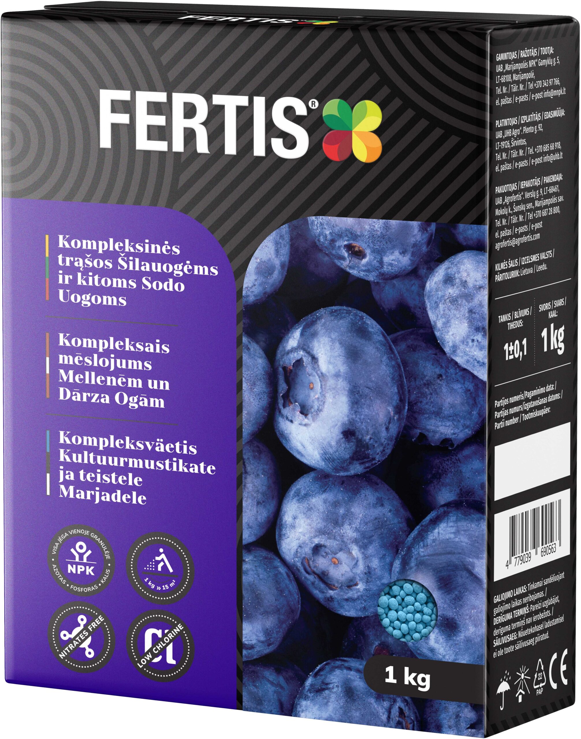 Kompleksinės trąšos Šilauogėms ir kitoms sodo uogoms FERTIS, 1kg kaina internetu