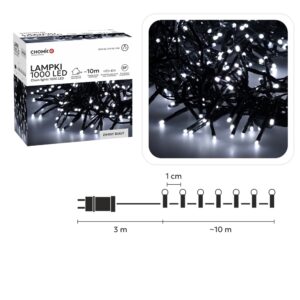 LED girlianda 1000 LED, 10 m, šaltai balta kaina internetu