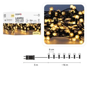 LED girlianda „Cherry Ball“ 200 LED, šiltai balta, 16 m kaina internetu